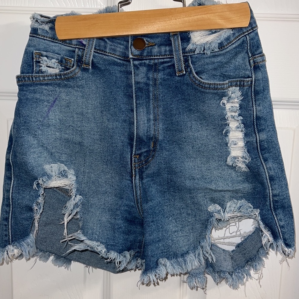 VIBRANT High-rise Denim Distressed Shorts Sz.Sm 3-5
